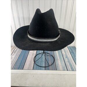 VINTAGE BAILEY DURA-FELT Black COWBOY WESTERN HAT SZ 7 3/8
